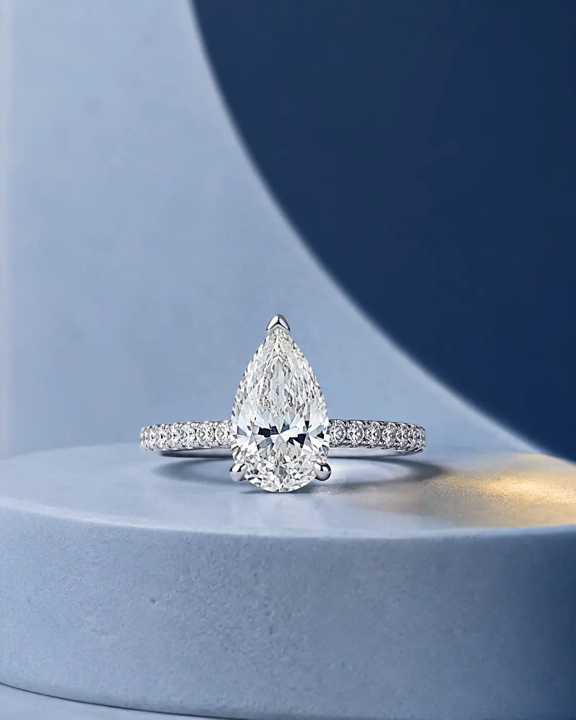 Pear-cut diamond engagement ring
