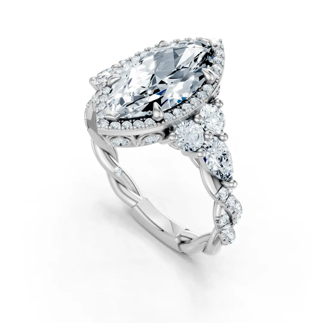Aria Marquise Braided Halo Ring